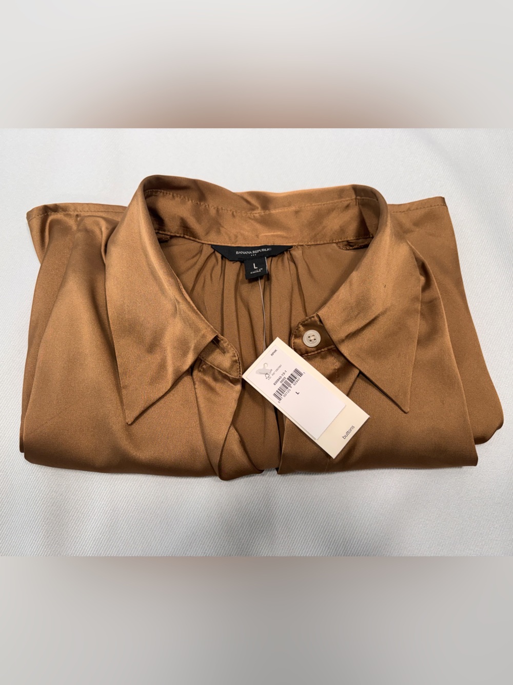 Banana Republic Chestnut Brown Satin Button-Down Shirt